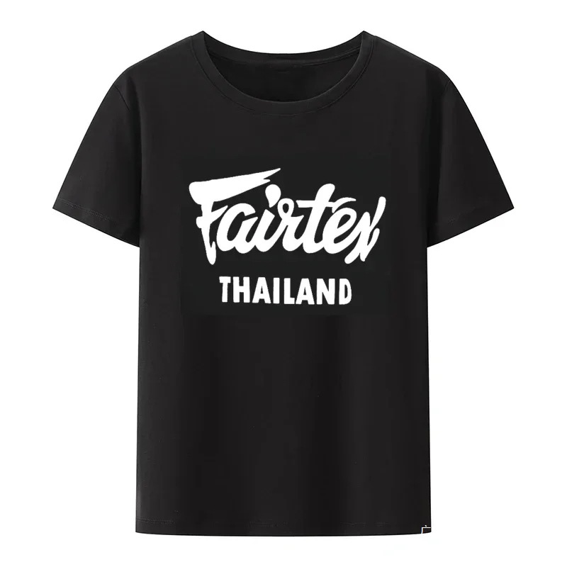 Feltex Thai Black T-Shirt Casual Muay Thai Taekwondo Round Neck Loose Pattern Hip-Hop Shirt Urban