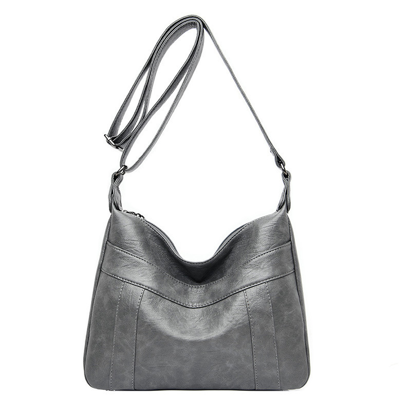 Hot-Selling Retro Soft Leather Women's Hobo Shoulder Bag, Foldable and Durable with Zipper Closure, Wholesale