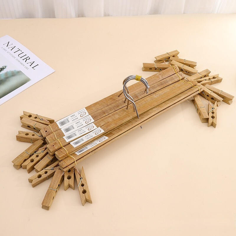 Carbonized Extra-Large 4-Clip Pants Rack, 4-Clip Clothes Drying Rack, Smooth Multi-Purpose Pants Rack, Sock Rack, Cross Bamboo Pants Clip Wholesale