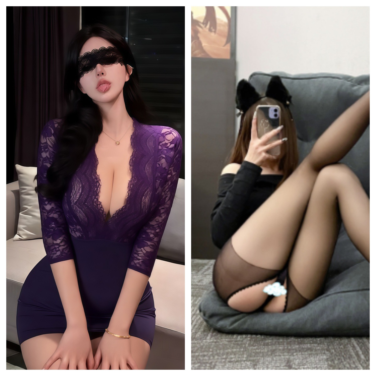 보라색 + 검정색 오픈 양말