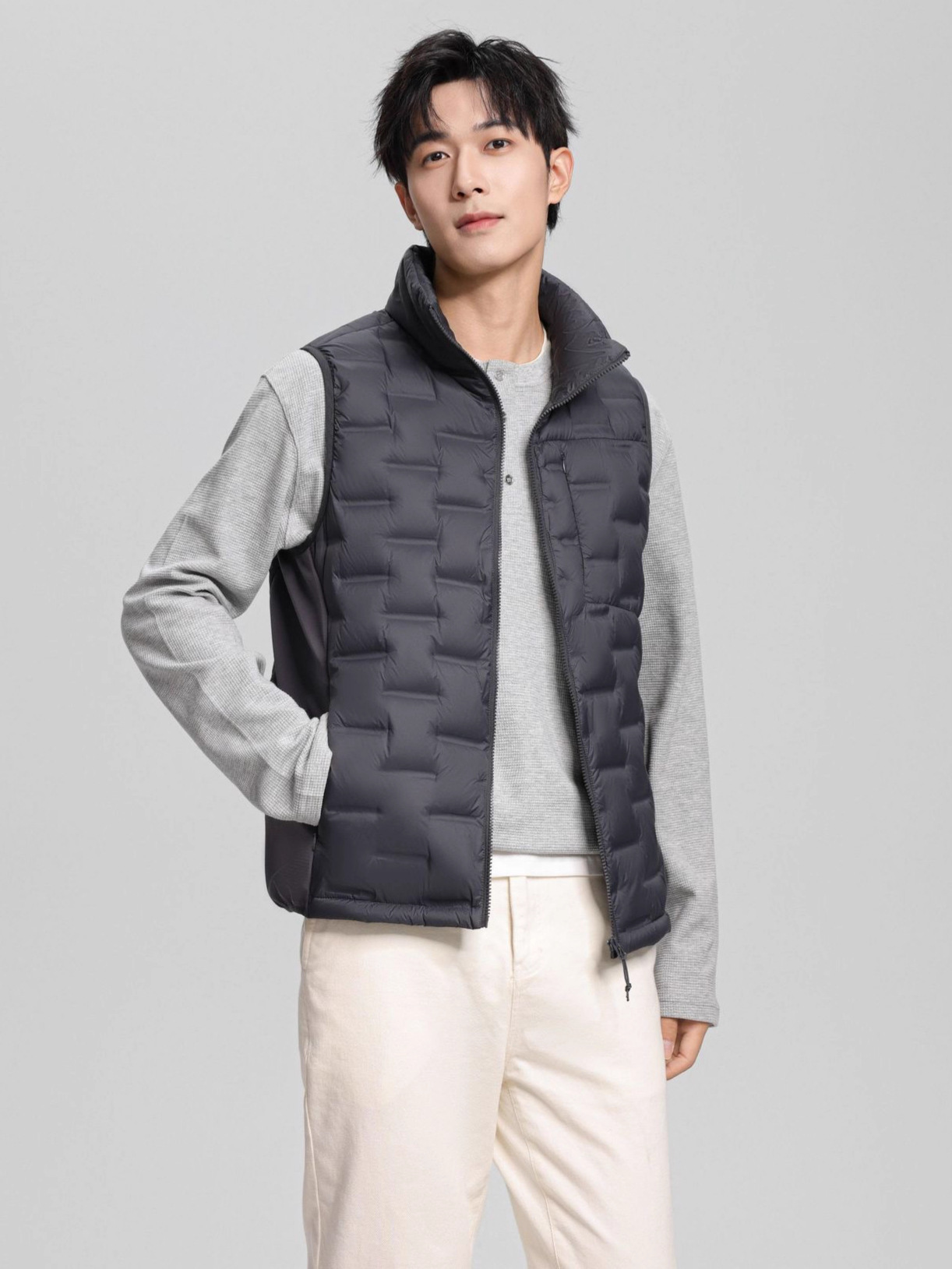 Otoño ligero hombre chaqueta de plumón prensado chaleco de cuello vertical otoño invierno ocio moda universal chaleco cálido cómodo
