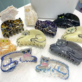 Ins Same Style Acetic Acid Grab Clip Korean Style Simple Fashion Hair Accessories Women's Alkaline Water Bread Broken Hairpin Lucky Knot Shark Clip_voghion.com