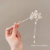 77# Three-flower pearl tassel hairpin — золотой