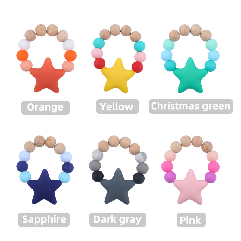 Suministros para bebés Beads DIY juguete mordedor silicona calmante Big Star mordedura pegamento bebé teether stick teether