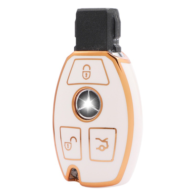 Applicable Mercedes-Benz key case C200L key case CLA female GLA200 golden edge shell E-Class C- Class GLC260L buckle shell