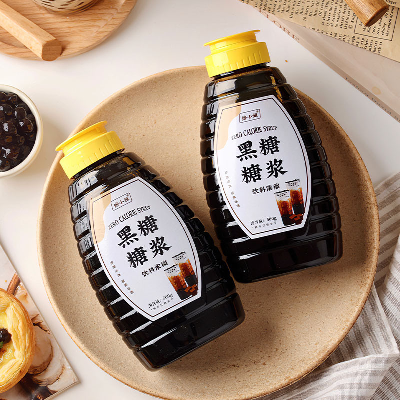 Miss Baking Brown Sugar Syrup Small Bottle Packaging Milk Tea Shop Special Lemon Tea Concentrated Malt Coffee Flavor 500g