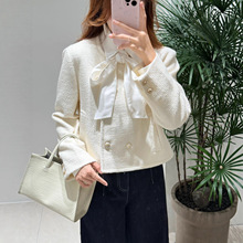 秋上新【dznkb】意法韩版时尚气质双排扣小香风外套百搭高级上衣