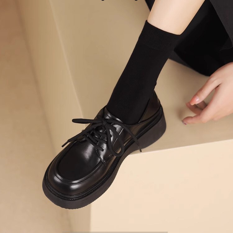 Cowhide Leather British Style Small Leather Shoes with Platform Soles, 2026 Spring/Summer New Model, Soft Sole, Comfortable Thick-Soled Loafers, College Style Cowhide Leather British Style Small Leather Shoes with Platform Soles, 2026 Spring/Summer New Model, Soft Sole, Comfortable Thick-Soled Loafers, College Style