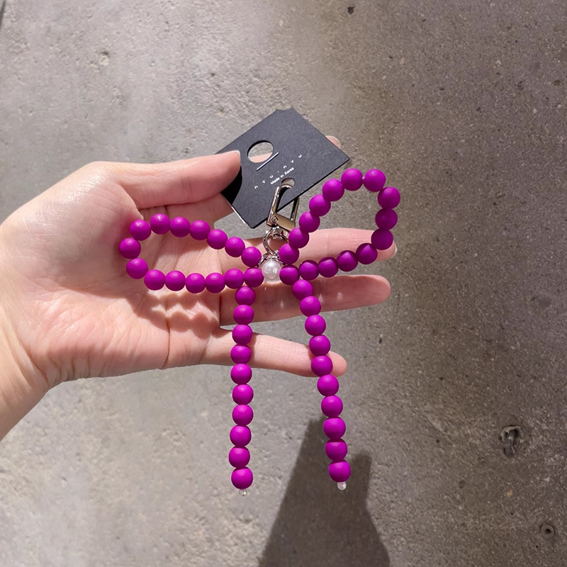 South Korea Dongdaemun purchasing nyunyu pendant fashion candy color bead bow key chain sweet bag chain