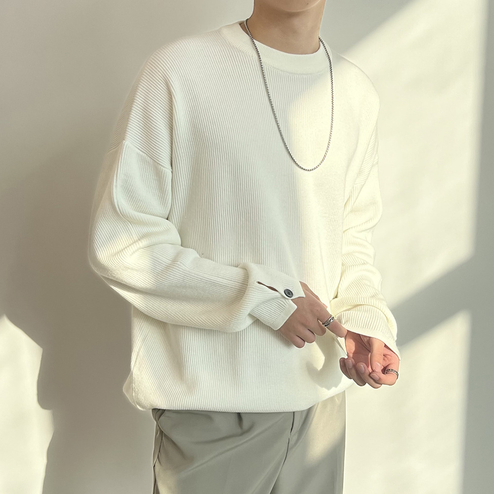 Diseño de viento perezoso un suéter de nicho masculino suelto cuello redondo Otoño e Invierno engrosado suéter marea inferior con un suéter de punto