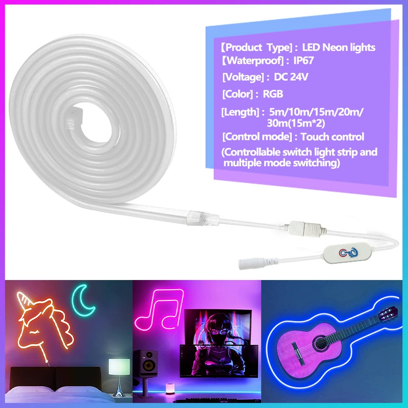 Новый товар: 30 м сенсорный неоновый RGB-лампа со стилем, силиконовое атмосферное освещение DIY, беспроводной Bluetooth, наличие в розницу