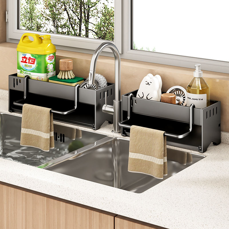 Kitchen Storage Rack Rack Drying Rack Household Multi-Functional Scavengous Fabric Steel Ball Sponge Storage Faucet Storage