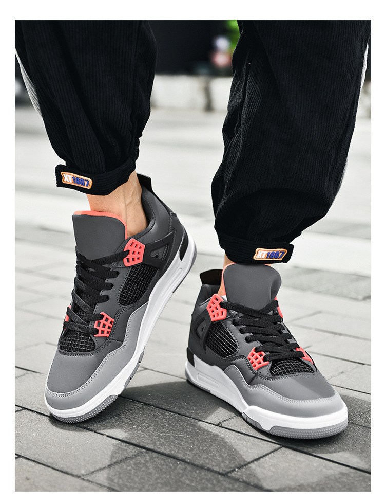 Giày thể thao nam AJ4 phong cách đường phố, sneaker unisex dễ phối đồ — AJ4 đen xám chi tiết 25