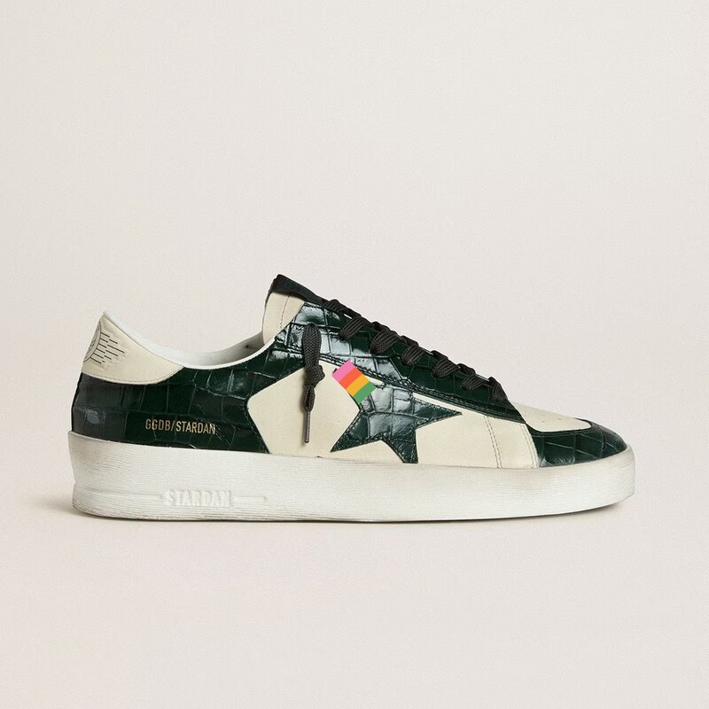 Stardan Series 2026 Spring and Summer New Vintage Genuine Leather Distressed Sneakers for Men and Women, Casual Sneakers with Crocodile Pattern
