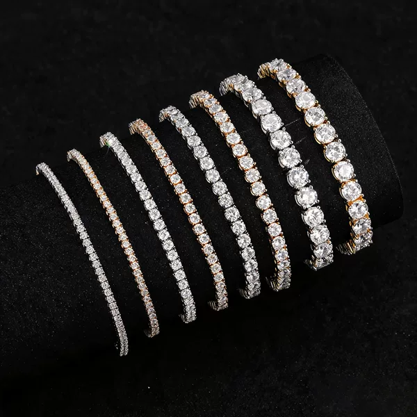 Tennischain European and American Jewelry 3-6mm Tennis Chain Fashion Hip-Hop Zircon Bracelet for Men and Women with a High-End Feel