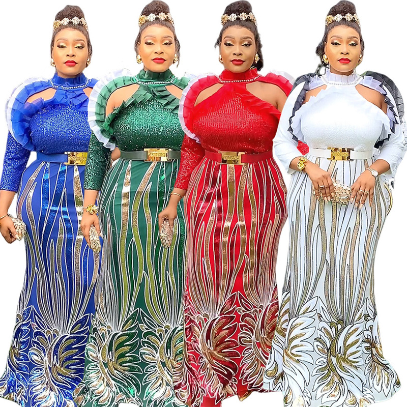 Cross-border Amazon AliExpress dress Foreign Trade African plus size Dress Women's Christmas Party Sexy Dress Cross-border Amazon AliExpress dress Foreign Trade African plus size Dress Women's Christmas Party Sexy Dress
