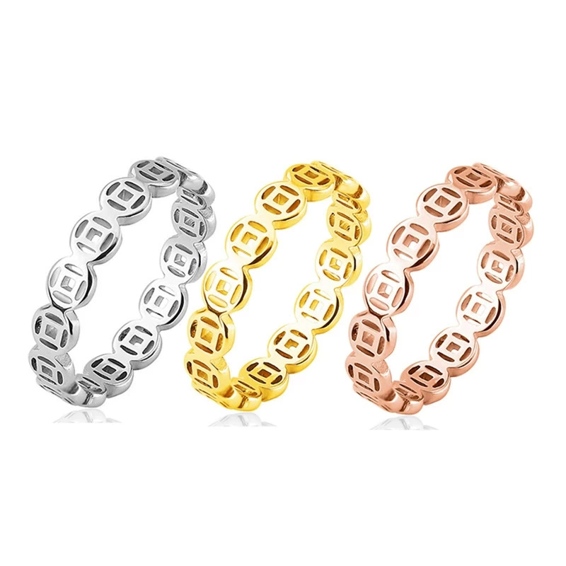 Звезда Ретро титановое медное кольцо из нержавеющей стали счастливое кольцо для перевода денег 18-каратное Золотое индексное кольцо для мужчин и женщин