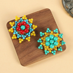 藏式配色復古珠花胸針小眾設計民族風個性別針西藏異域胸花女配飾