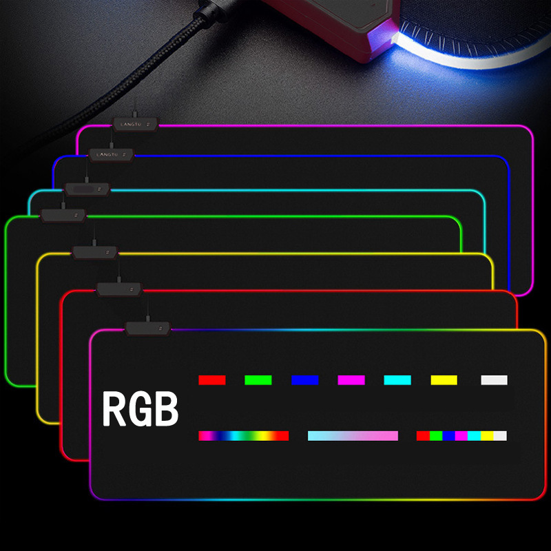 En stock luminoso RGB mouse pad luminoso juego de color mágico LED estera Mesa goma espesada bloqueo borde
