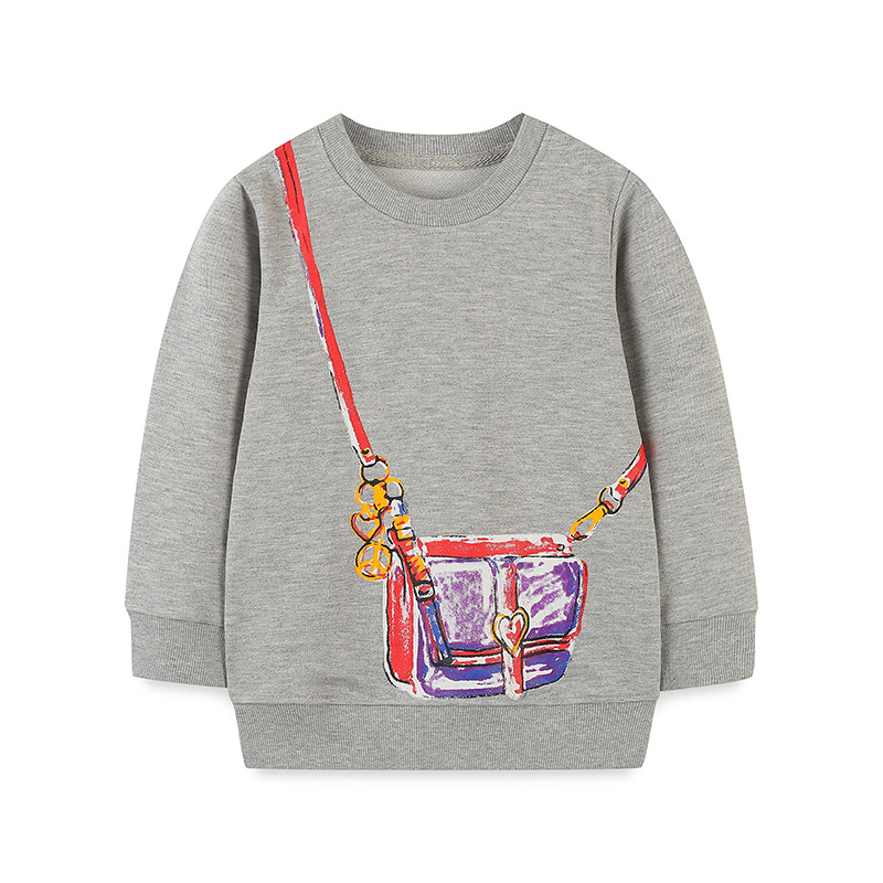 Tops para niños de estilo europeo y americano Otoño Suéter de manga larga para niñas de dibujos animados de cuello redondo camisa para niños
