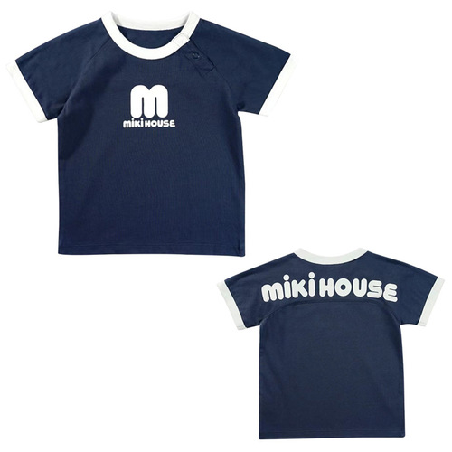 miki children's clothing summer new solid color big M letter simple color matching short-sleeved T-shirt for boys and girls on behalf of