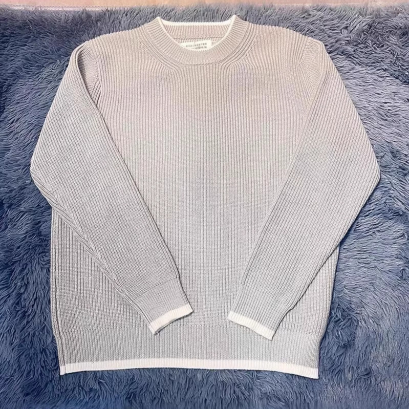 Sweater Wool Knitwear Autumn and Winter Fashion Street Style Round Neck Short Sleeve Pullover Loose Thickened Lazy Style Short Style Light Gray