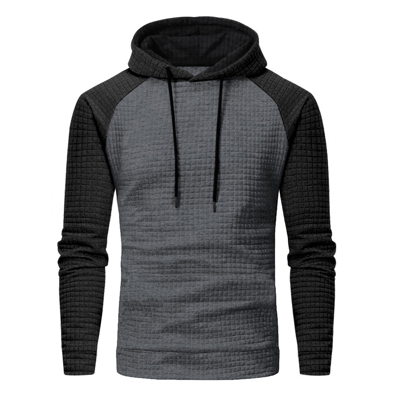 Schweres Kapuzensweatshirt mit Farbblockdesign für Herren, lockere Passform, Pullover mit Kordelzug für lässige Streetwear (Schwarz/Grau, Armeegrün/Beige)_voghion.com