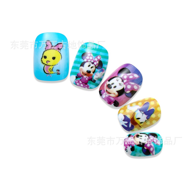 24 Pieces of Kidsren's Authorized Environmentally Friendly Adhesive Backing Mickey Donald Duck Manicure Patches Fake Nail Producer