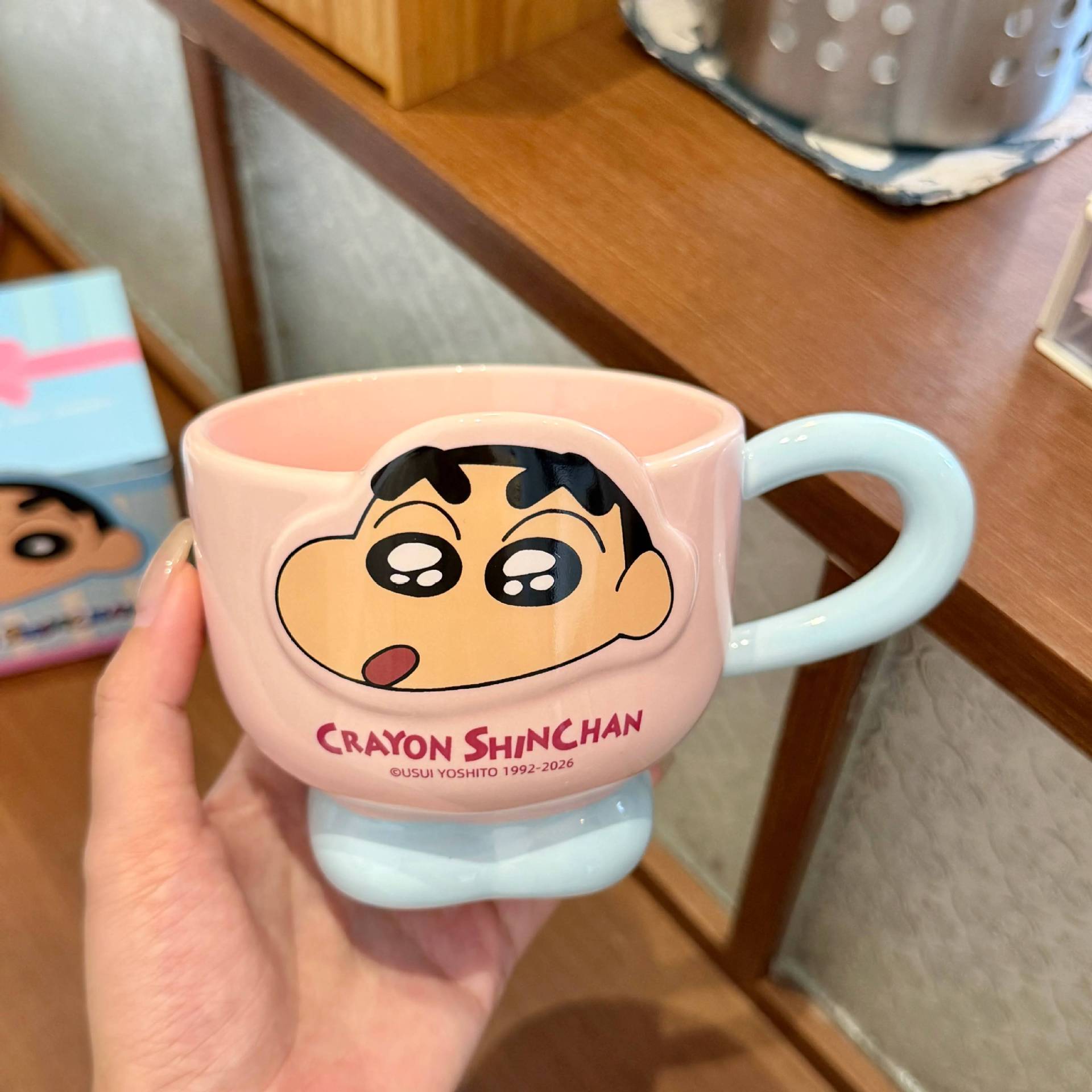 Crayón pequeño nuevo taza de cerámica auténtica encantadora taza de agua doméstica para mujeres taza de café taza de desayuno para niños