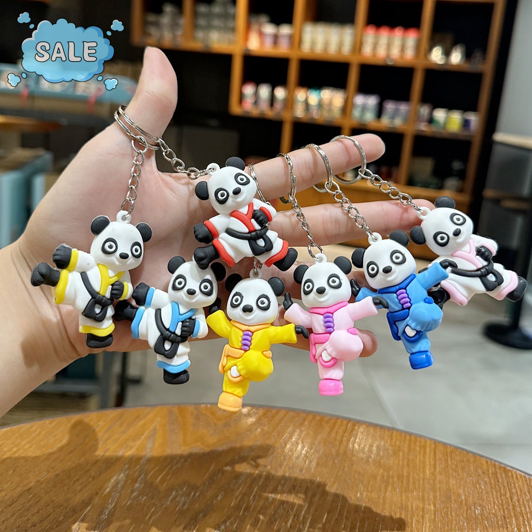 Cartoon Kung Fu Panda Keychain Doll Pendant Car Bag Key Chain Push Luggage Gift Factory Supply