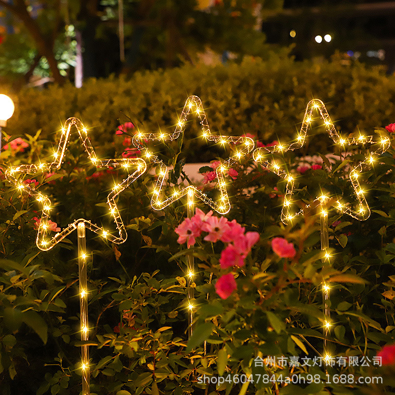 Luces LED Navidad al aire libre inserto luces de dibujos animados luces decorativas solares copo de nieve Santa luz de modelado transfronteriza
