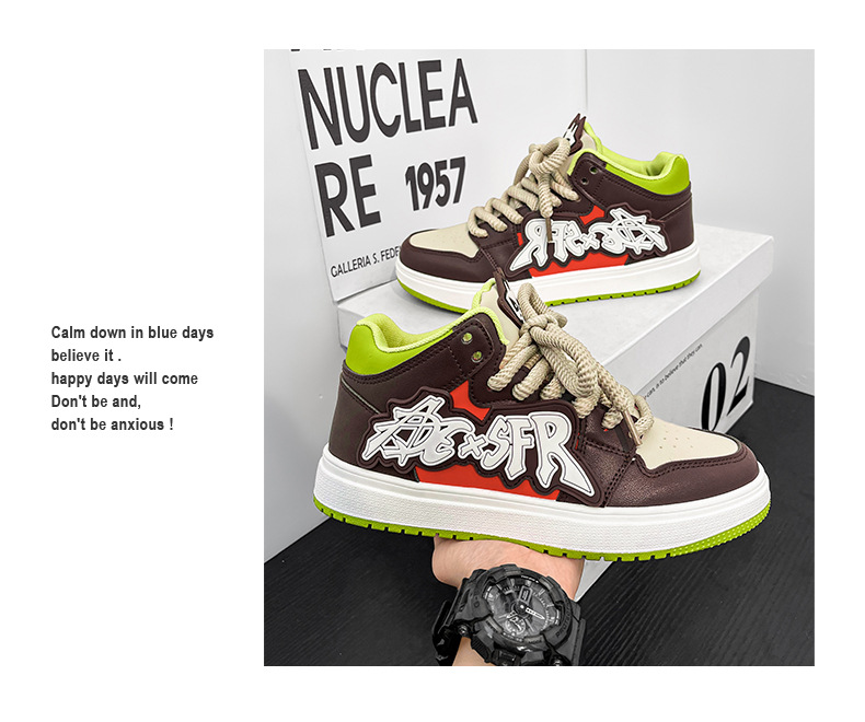 新益美 板鞋男新款小恶魔潮鞋运动时尚休闲高级板鞋