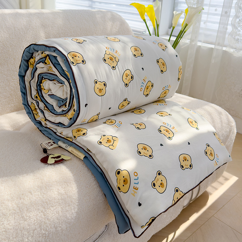 Nuevo edredón fresco de verano, edredón de aire acondicionado, dormitorio individual y doble para niños de verano, edredón fino de fibra de soja lavable a máquina