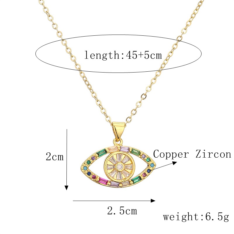 Fashion Devilu0027S Eye Copper Plating Inlay Pearl Zircon Pendant Necklace 1 Piece