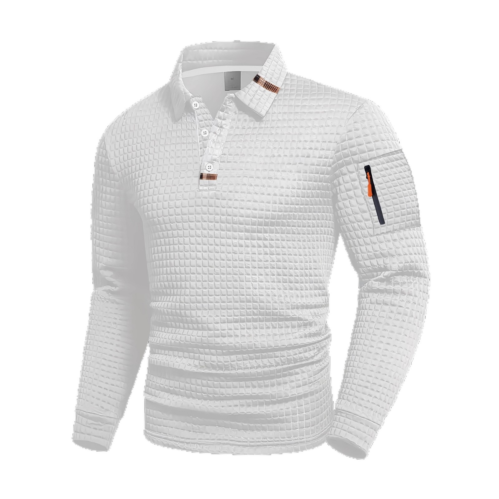 Polo Monochrome Man - Stile europeo e americano, con cuciture a risvolto, tasca con cerniera e taschino, adatta per tutti i giorni._voghion.com