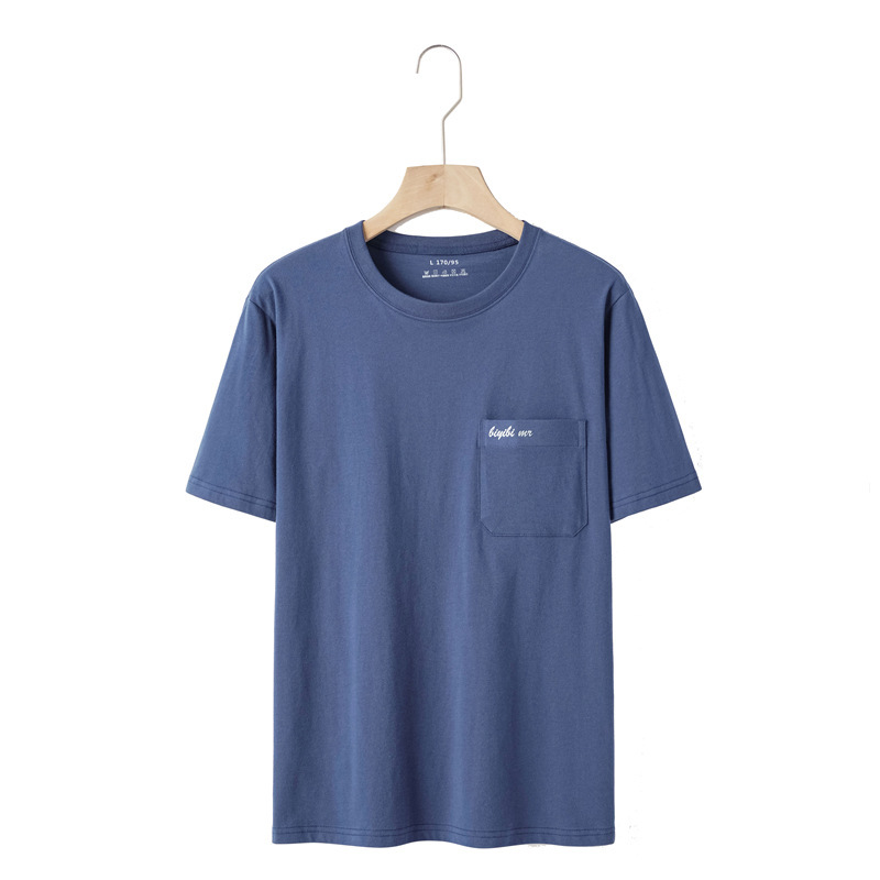 夏の男性半袖tシャツの新しい純綿通気性中年男性用丸首ポケットタイプ綿底シャツtシャツ|undefined