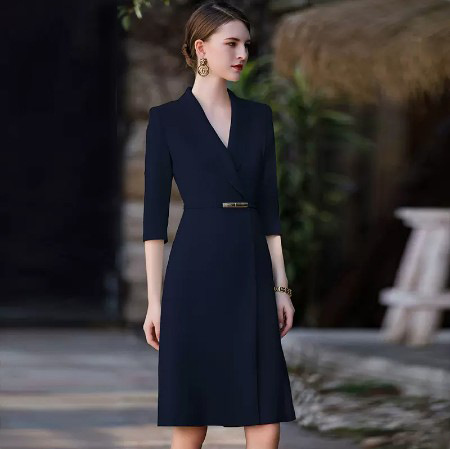 Navy Blue-Seven-point Sleeve