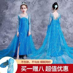 外国貿易クロスボーダーアナと雪の女王の正規版の女の子の艾莎の王女のスカートの夏の愛莎のワンピースの子供の誕生日のドレス