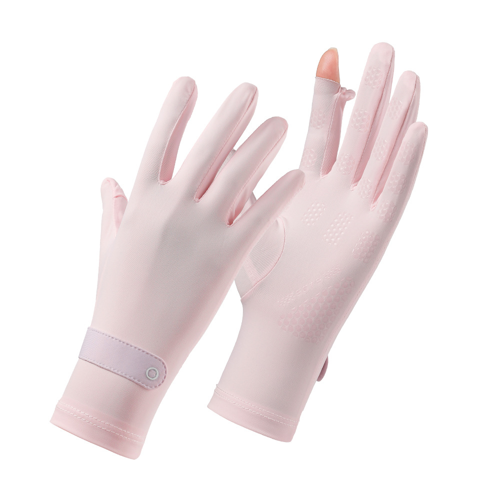 Guantes de protección solar Verano de seda de hielo de las mujeres deportes al aire libre sensibles al hielo fino transpirable antideslizante montar Flip guantes de pantalla táctil