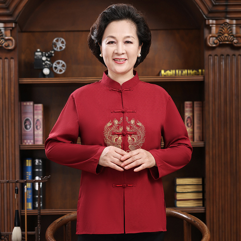 经典中式复古唐装男女款龙凤刺绣手工盘扣透气舒适日常祝寿长辈装