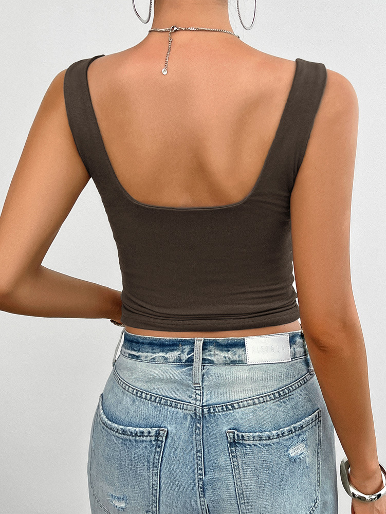 140g Weight Viscose fiber Fabric Type Short Top Length Vest Tops Type Holiday, Daily, Selfie Occasion Strap Neckline Slim Fit Type Solid Color Pattern Summer Season Women's Gender Casual, Simple Style, Streetwear Style Wholesale Women's Casual Simple Style Streetwear Solid Color Tank Tops 23