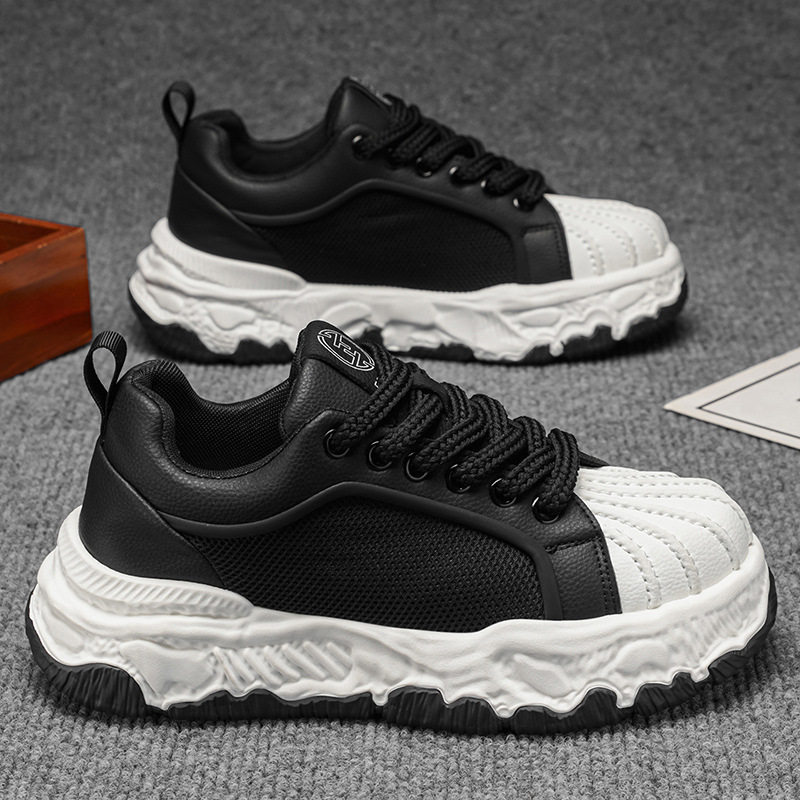 European Men's Shoes, Spring New Trendy Korean Designer Style Shell-Toe Luxury Casual Shoes with a High-End Feel and Thick Soles
