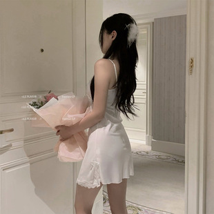 Internet Celebrant New Arrival Sling Nightdress Cute Princess Style French Style Lace Lace Ultra-thin Lace Home Clothes Nightdress