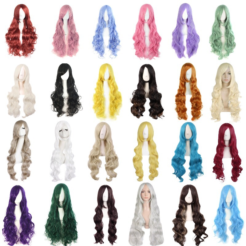 Amazon New cosplay Wig European and American Halloween Cosplay Colorful Spiral Curly Hair Headset