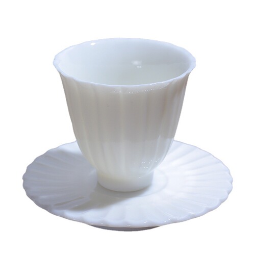 Mutton fat jade porcelain lard white tea cup coaster pure white smelling cup kung fu tea set complete set of cups customized LOGO