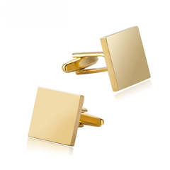 High-end three-color square electroplated metal men's cufflinks, export French-style shirt cufflinks wholesale