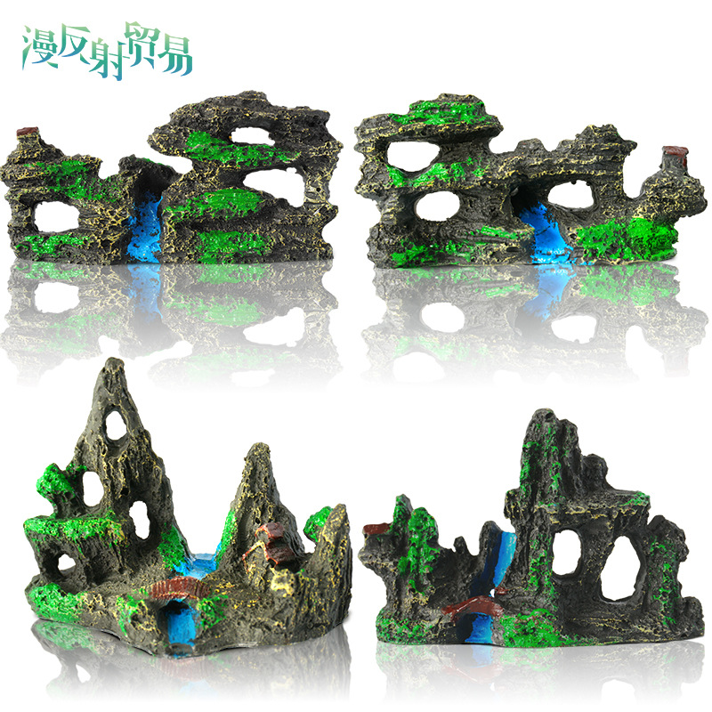 La rocalla de resina se puede hundir con agua, adornos decorativos, estilo explosivo, micro-paisaje chino, pecera, mini castillo paisajístico