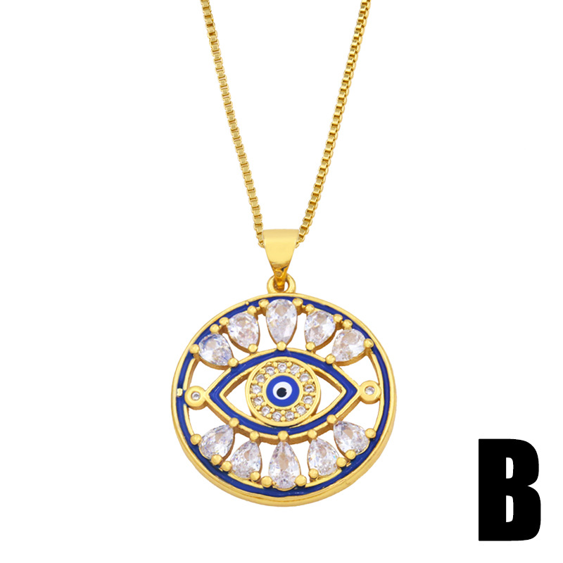 New Fashion Zircon Demon Dripping Eye Pendent Necklace Wholesale Nihaojewelry display picture 5