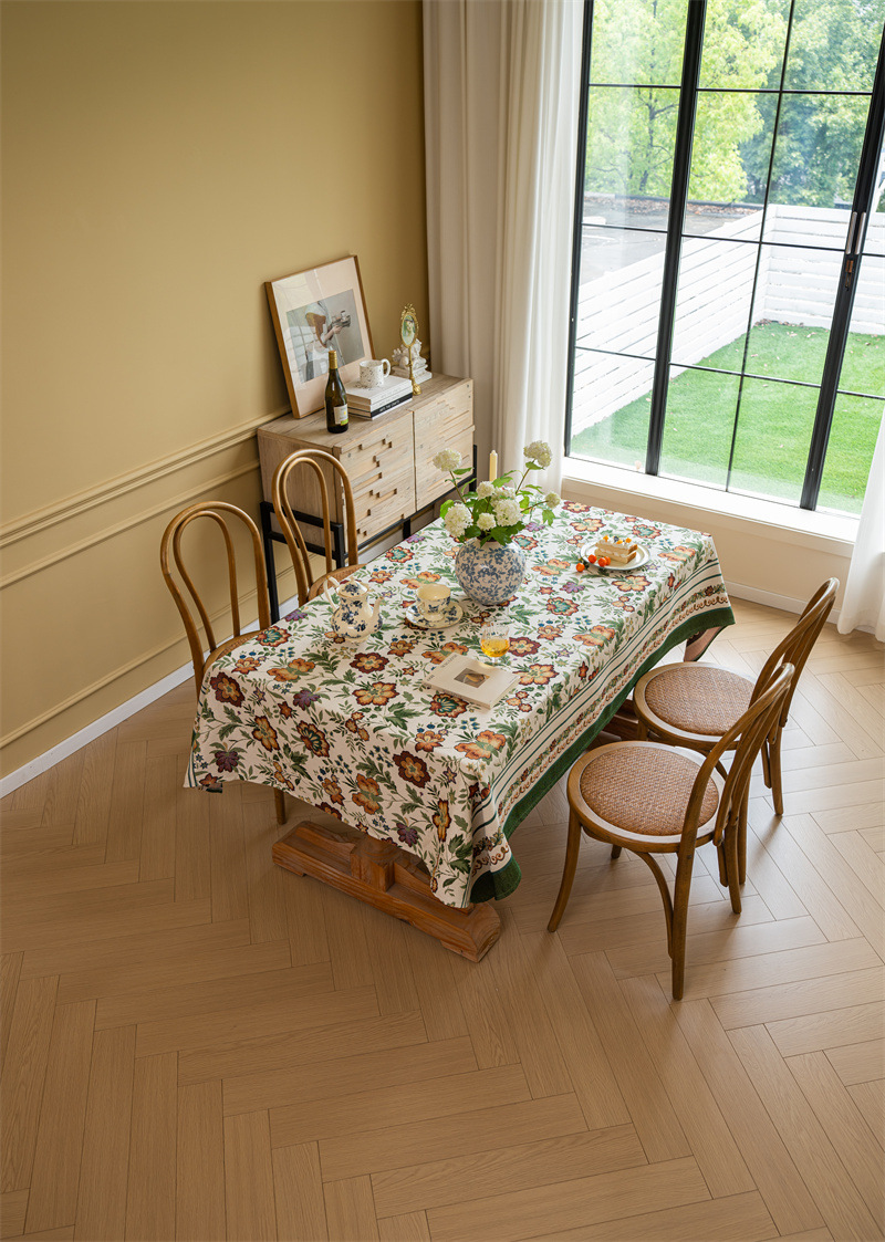 Vintage Jacquard Tischdecke Mit Blumenmuster Im Retro-stil_voghion.com