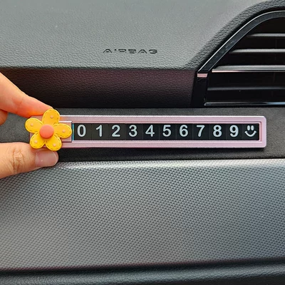 alloy car decoration parking — Other Automotive Interior Supplies - yellow-dot-flower-powder-alloy-sliding-parking-card